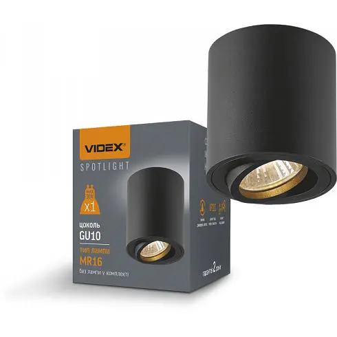 Світильник Videx під лампу GU10 накладний Чорний VL-SPF12A-B - фото 1