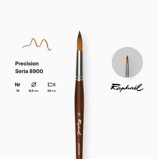 Кисть синтетика круглая Raphael Precision, №16, для акрила и масла, длинная ручка - фото 2