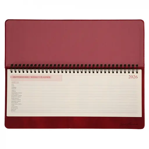 Планинг еженедельник настольный 30 х 14 см Leo Planner датированный 2026 Persona бордовый 128 страниц (252656) - фото 4