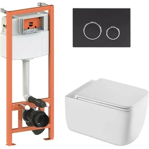 Набір Q-tap Nest 4 в 1 підвісний унітаз Gemini Ultra Quiet 530х365х373 + комплект інсталяції QT2533076EUQW46164 - фото 1