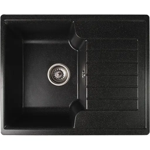 Гранітна кухонна мийка Romzha Klasicky 61 Antracit (902) з крилом - фото 1