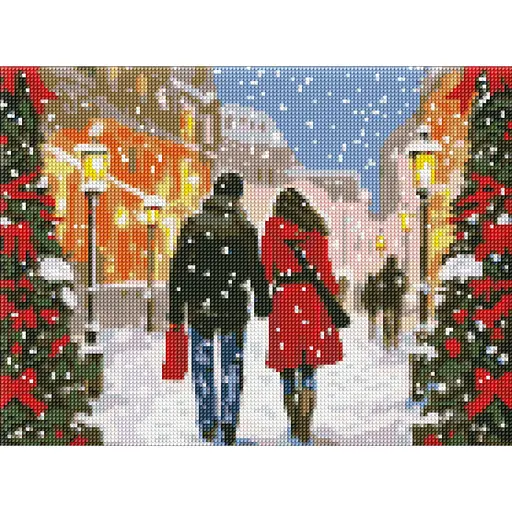 Алмазная мозаика без подрамника Рождественская атмосфера AMC7818 с АВ стразами 30х40 см