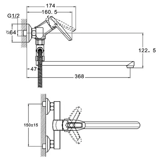 Змішувач для ванни Troya NOF6-A033 одноважільний 30412 - фото 3