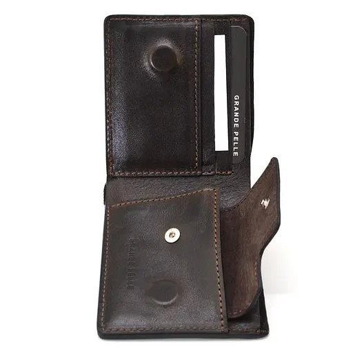 Мужской кожаный кошелек Grande Pelle 11х9х1.5 см acs0029282 - фото 6