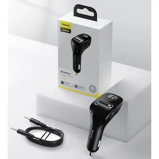 FM трансмиттер Bluetooth модулятор Baseus S-09 2USB CCALL-TM01 адаптер зарядний пристрій Чорний - фото 2