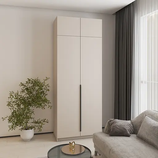 Шкаф 2-дверный с антресолью MebelStar Оскар ДСП BL-B, стандарт 100x52x260 см Кашемир (MBS-4825) - фото 1