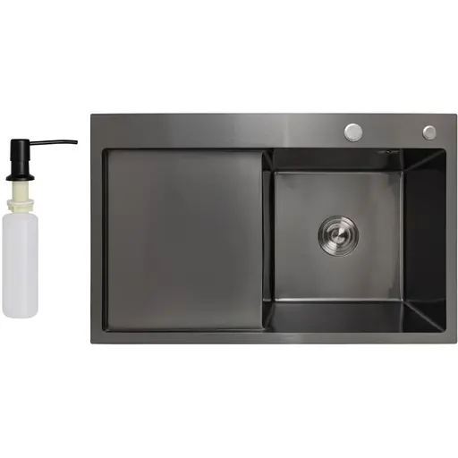 Кухонная мойка Lidz Handmade 3.0/1.0 мм H7849BL LDH7849BLPVD43624 - фото 1