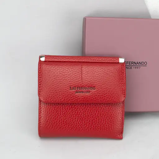 Жіночий шкіряний гаманець Las Fernando 209-103A маленький червоний - фото 1