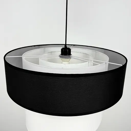 Дизайнерская люстра IONOS 1 с текстильным абажуром Line.F MJ 159-500 BK+WT+WT - фото 3