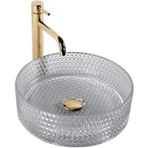 Умывальник Rea Cristal 35 light grey накладной REA-U9615, Прозрачный - фото 1