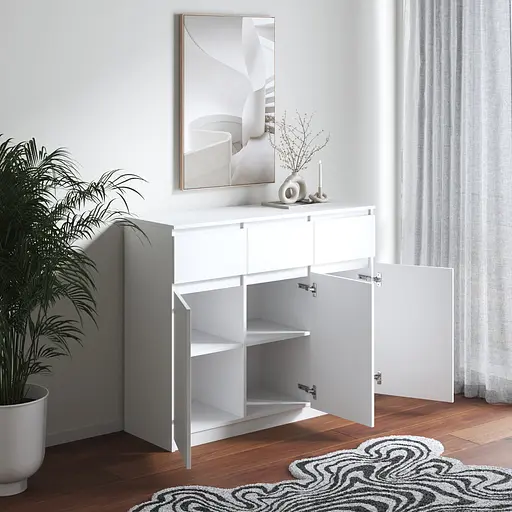 Комод Vays в спальню, сучасний, без ручок R-33 Бетон-Білий фасад - фото 2