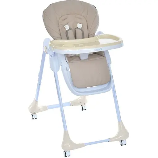 Стульчик M 3233L Taupe Beige для кормления с регулируемой спинкой, высотой и колесами, бежевый