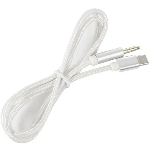 Кабель AUX Type-C-TRRS Audio 3.5мм Male/Male 1м Silver