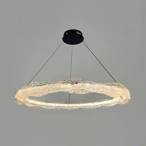 Люстра з підвісним корпусом з хвилястого рельєфного акрилу Ø 80 см | Line F | Арт. MJ373-800 BK - фото 6