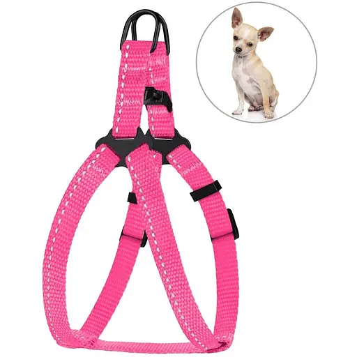 Шлея для собак Barksi Active світловідбивна (обхват грудей 33-40 см ширина 1 см) рожева - фото 2