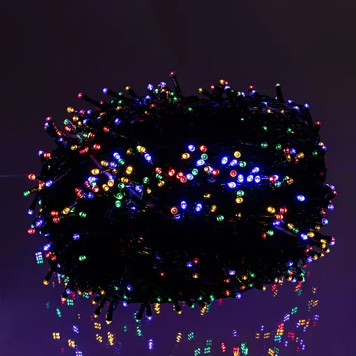 Новорічна гірлянда вулична GarlandoPro 100 м 1000 LED із сонячною батареєю 8 режимів роботи чорний провід Мультиколор SB1000L100MBML