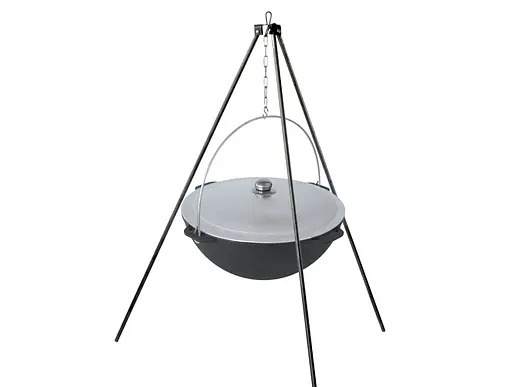 Казан чавунний азіатський 8 л з алюмінієвою кришкою та триногою - фото 1