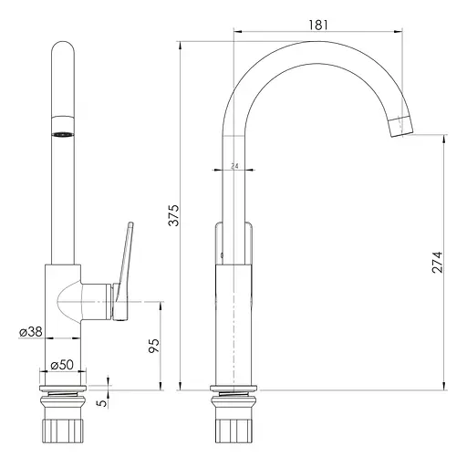 Змішувач для кухні RJ Tatra хром RJFA088-02CH Хром - фото 2