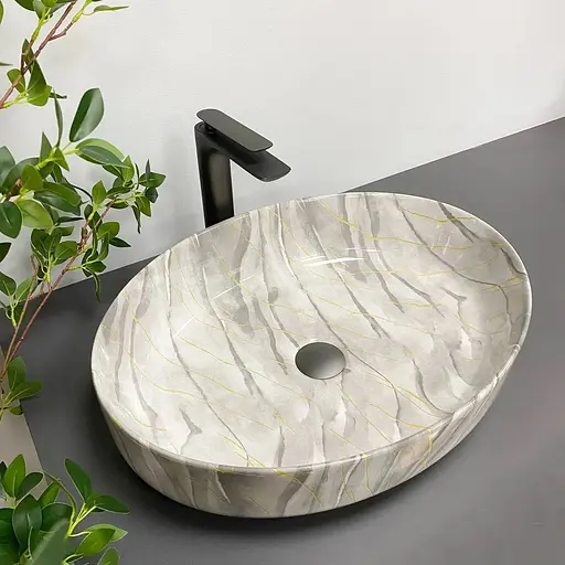 Умивальник VBI Udine stone glossy накладний VBI-012102, Сірий - фото 1