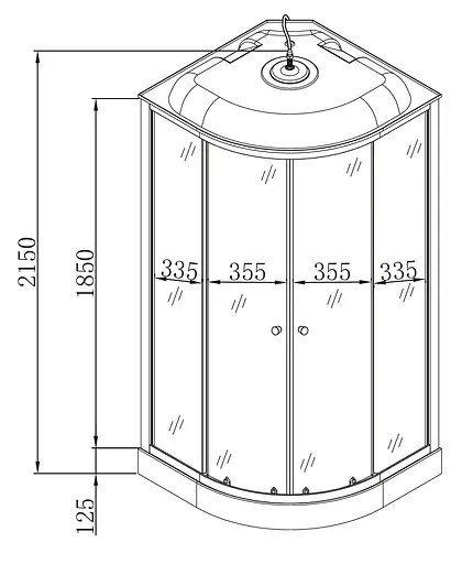 Душевой бокс с гидромассажем Mixxus Strong SBH02-90x90x215-FB Satin низкий поддон MI6890, Хром матовый, матовый, хром матовый - фото 4