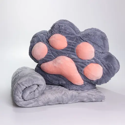 Іграшка-подушка з пледом та муфтою Лапка 40х40х25 см сірий ТМ COLORFUL HOME 520-18G - фото 2