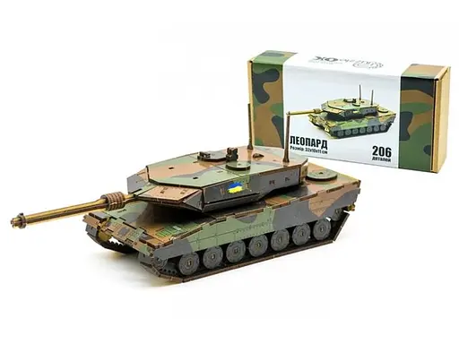 Деревянный 3D конструктор Танк Леопард, Puzzleok (206-0260), 206 дет.