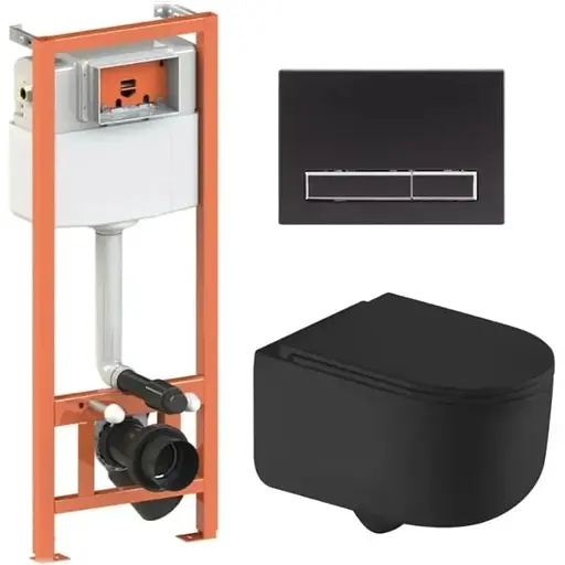 Набір Q-tap Nest 4 в 1 підвісний унітаз Taurus Ultra Quiet 490х360х380 + комплект інсталяції QT2433084EUQMB46185 - фото 1