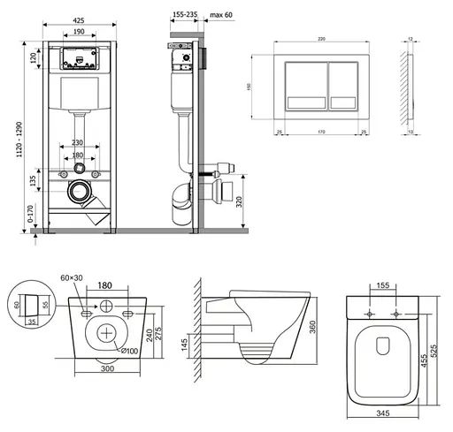 Набір Q-tap Nest 4 в 1 підвісний унітаз Tern Ultra Quiet 525x345x360 + комплект інсталяції QT17332303AW47506 - фото 8