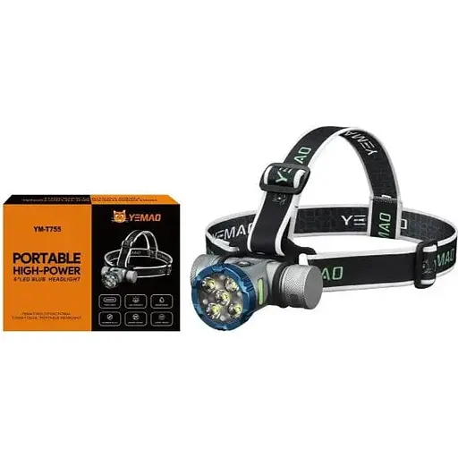 Налобный фонарь YEMAO YM‐T755X мощный с красным светом и сенсором - фото 1