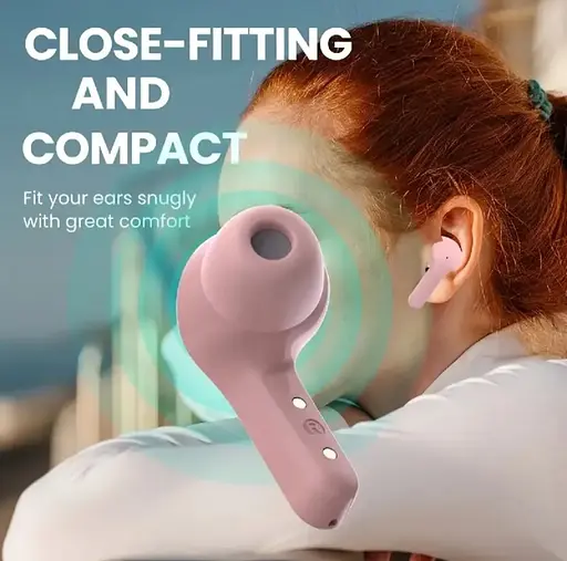 Беспроводные Bluetooth-наушники T2 TWS с цифровым дисплеем и Hi-Fi звуком розовый - фото 5