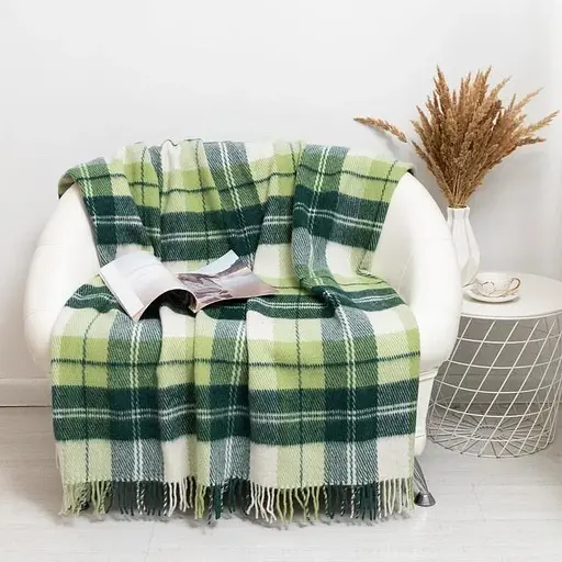 Плед вовняний Vladi Ельф 140х200 біло-салатово-зелений 2 - фото 1