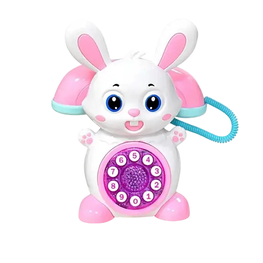Телефон Зайчик, 17.5 см, музыка, свет, 6820B (в ассортименте)