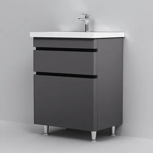 Тумба з умивальником AM.PM Hit 60 см підлогова графіт матовий M93A-FSX0602-WC0602GM38 Графіт - фото 7