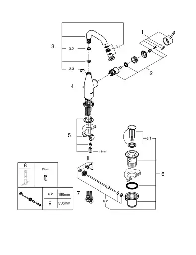 Змішувач для умивальника Grohe Essence М-size одноважільний Хром 30412 - фото 9