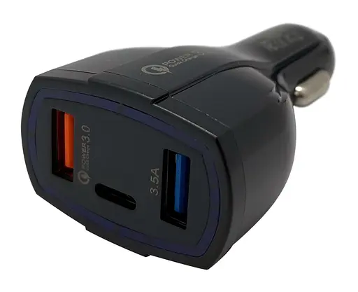 Автомобильное зарядное устройство XON UniLink Type-C 15W (PD15) + QC3.0 + 5V/3.1A Black (CU2A1C30QB 3425) - фото 1