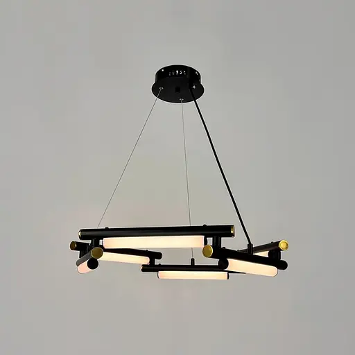 Унікальна підвісна люстра у чорному кільцевому корпусі Ø 65 см | Line F | Арт. MJ318-600 BK - фото 6