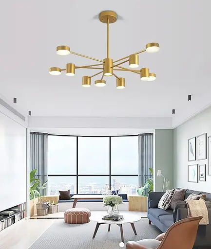 Светодиодная люстра Меркурий 8911 (Золотая) на 6+6 плафонов - фото 2