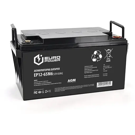 Аккумуляторная батарея EUROPOWER AGM EP12-65M6 12 V 65Ah (348 x 168 x 178) Black Q1/48
