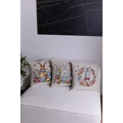 Наволочка Прованс Соцветия Зайчонок с бабочками гобеленовая 45х45 см (44288) - фото 3