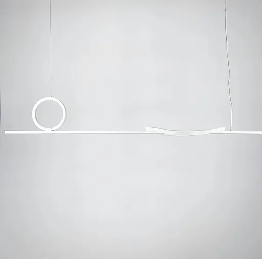 Видовжена підвісна люстра у білому каркасі 120 см | Line F | Арт. SG30-1200L WT - фото 4