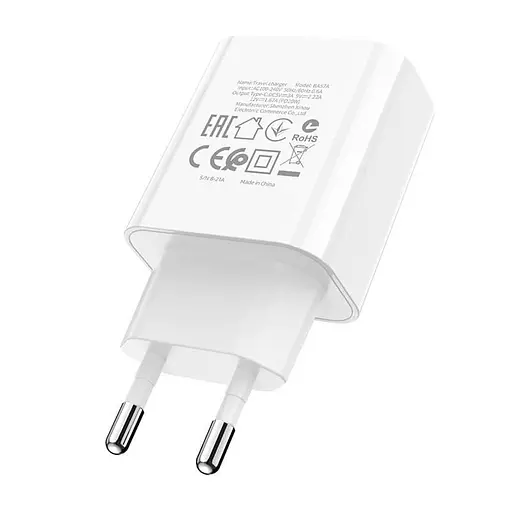 Блок живлення адаптер Borofone Easy Speed single port charger BA57A 20W білий - фото 4