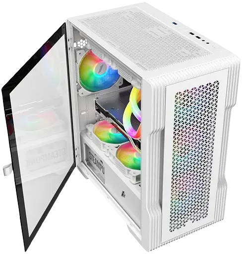 Корпус 1stPlayer T3-WH-4F1-W FRGB White - фото 4