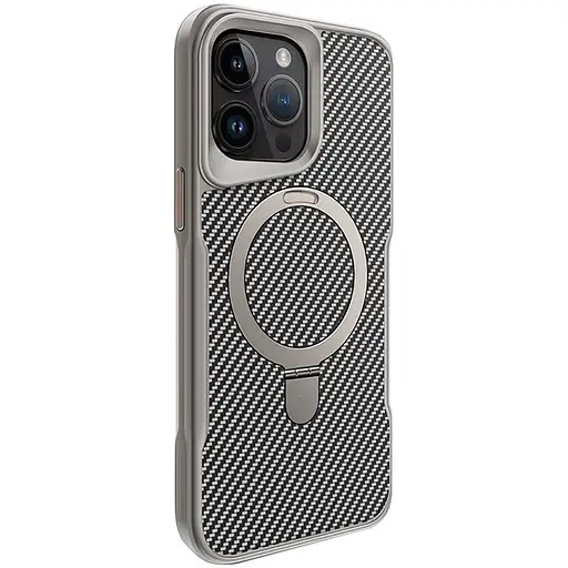 Чохол Epik TPU+PC Metal Buttons with MagSafe Carbon Ring для Apple iPhone 15 Pro 6.1 Сірий