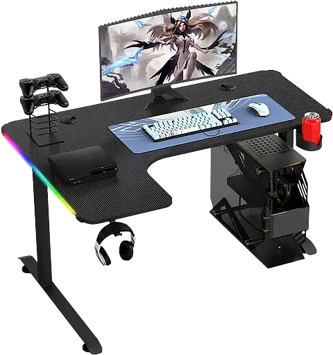 Геймерский компьютерный стол GT Racer T-1217 (160x60-100x73) Black - фото 3