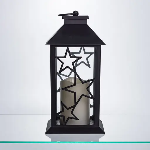 Ліхтар новорічний декоративний 14×14×30 см підвісний з LED підсвічуванням Чорний CR-3-2 Yiwu - фото 3