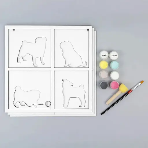 Набір картина 3D Rosa Talent 4 Dogs МДФ ґрунтоване 3 шари 30х30 см  - фото 4