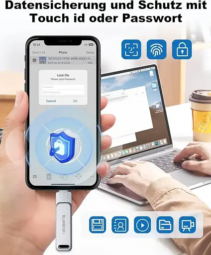 Флеш-накопичувач 3-в-1 MFi для iPhone / iPad / Android / ПК Lightning + USB + Type-C, 128 ГБ, металевий корпус - фото 2