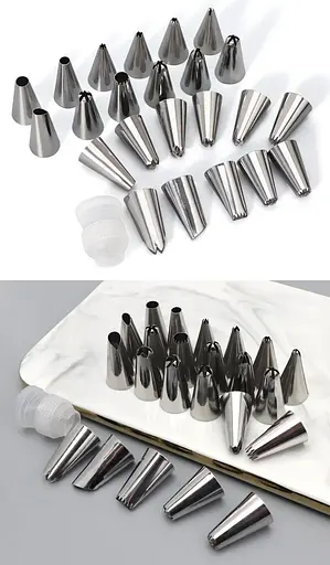 Набір із 23 кондитерських насадок із нержавіючої сталі з перехідником, A-plus 85475 - фото 9
