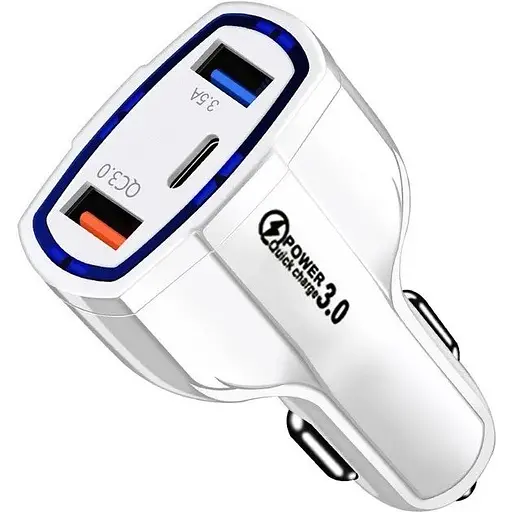 Автомобильное зарядное устройство No Brand CWa 2USB Type-C PD35W QC 3.0 White (44050554) - фото 7
