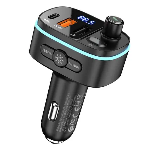 Автомобильный адаптер HOCO Fast car BT FM transmitter E62 2USB и 1Type-C 20W - фото 7